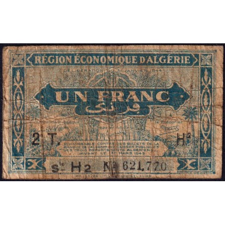 Algérie - Pick 101 - 1 franc - Série H2 - 31/01/1944 - Etat : B