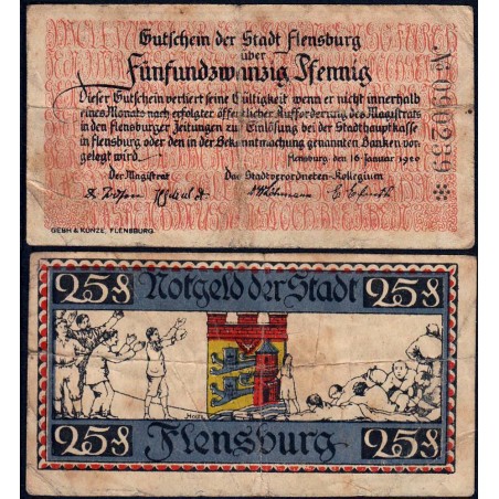 Allemagne - Notgeld - Flensburg - 25 pfennig - 16/01/1920 - Etat : TB-