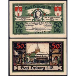 Allemagne - Notgeld - Driburg - 50 pfennig - 09/1921 - Etat : SPL