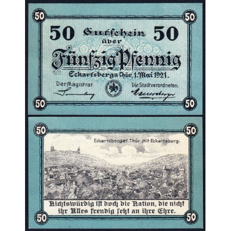 Allemagne - Notgeld - Eckartsberga - 50 pfennig - 01/05/1921 - Etat : NEUF