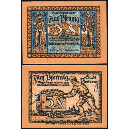 Allemagne - Notgeld - Freiberg - 5 pfennig - 1921 - Etat : NEUF