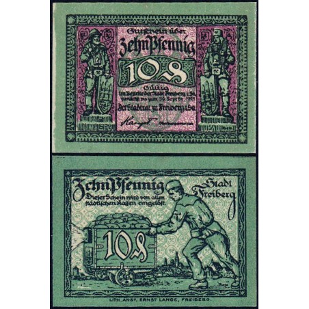 Allemagne - Notgeld - Freiberg - 10 pfennig - 1921 - Etat : SPL