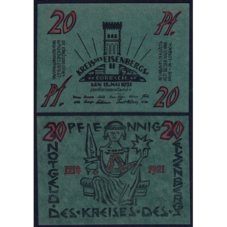 Allemagne - Notgeld - Eisenberg Corbach - 20 pfennig - 15/05/1921 - Etat : NEUF