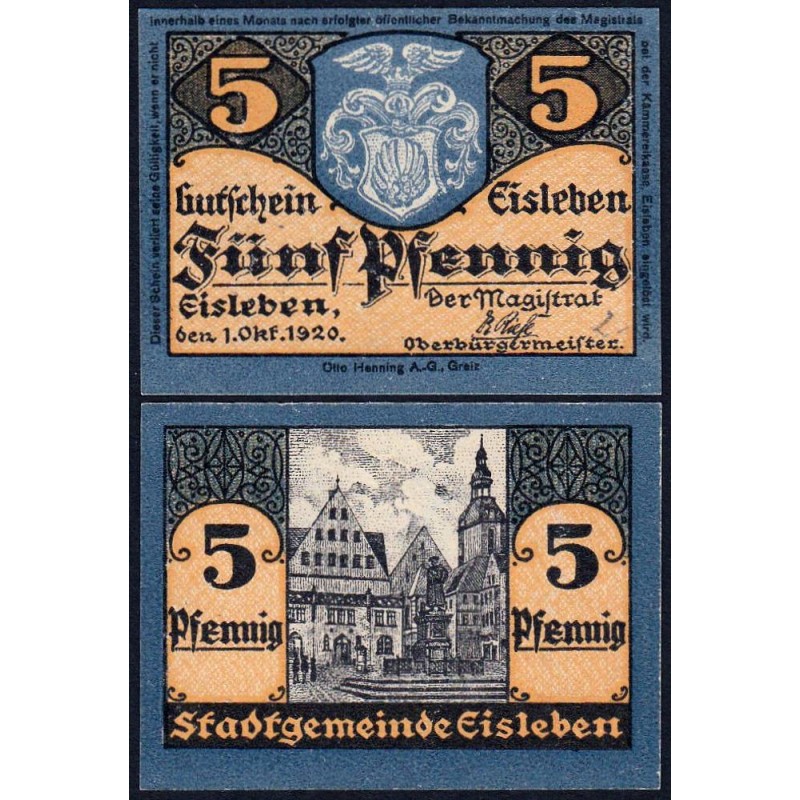 Allemagne - Notgeld - Eisleben - 5 pfennig - 01/10/1920 - Etat : NEUF