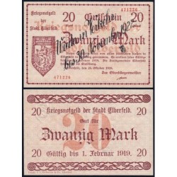 Allemagne - Notgeld - Elberfeld (Wuppertal) - 20 mark - Sans série - 1922 - Etat : NEUF