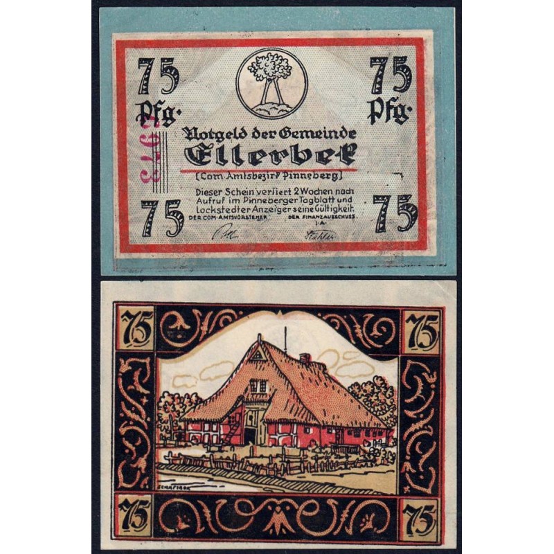 Allemagne - Notgeld - Ellerbek - 75 pfennig - Type 2 - 1921 - Etat : SPL