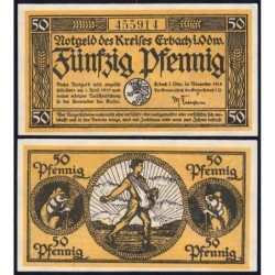 Allemagne - Notgeld - Erbach im Odenwald - 50 pfennig - 11/1918 - Etat : NEUF