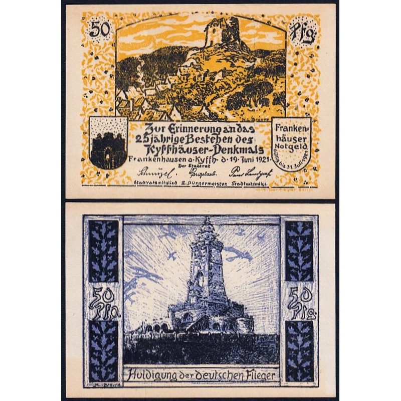 Allemagne - Notgeld - Frankenhausen - 50 pf. - Réf. b - Type 6 - 19/06/1921 - Etat : NEUF