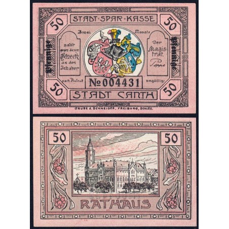 Pologne - Notgeld - Canth (Katy) - 50 pfennig - Réf. 1 - Type 3 - 1922 - Etat : NEUF