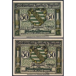 Allemagne - Notgeld - Auerbach - 50 pfennig - Sans illustration - Type b - 01/07/1921 - Etat : NEUF