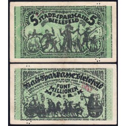 Allemagne - Notgeld - Bielefeld - 5 millions mark - 11/08/1923 - Etat : TTB