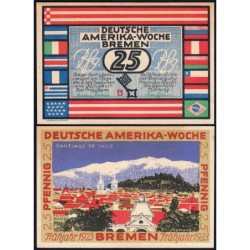 Allemagne - Notgeld - Bremen - Santiago du Chili - 25 pfennig - Série B - 1923 - Etat : pr.NEUF