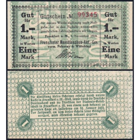 Allemagne - Notgeld - Frankfurt am Main - 1 mark - 01/11/1918 - Etat : NEUF