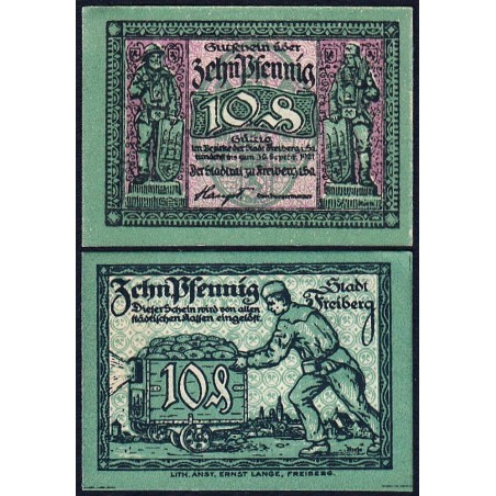 Allemagne - Notgeld - Freiberg - 10 pfennig - 1921 - Etat : NEUF