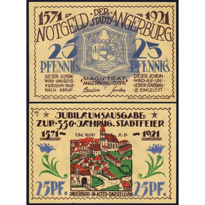 Pologne - Notgeld - Angerburg (Wegorzewo) - 25 pfennig - 1921 - Etat : NEUF