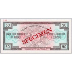 Burundi - Pick 28b_1s - 50 francs - Série AM - 01/12/1981 - Spécimen - Etat : NEUF