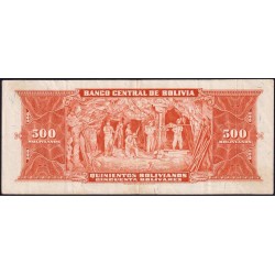 Bolivie - Pick 148_2 - 500 bolivianos - Série M - Loi 1945 (1955) - Etat : TTB