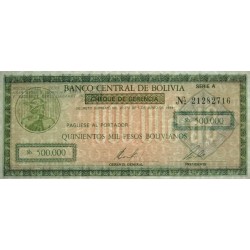 Bolivie - Pick 189 - 500'000 pesos bolivianos - Série A - Loi 1984 - Etat : NEUF