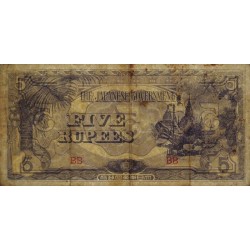 Birmanie - Gouvernement Japonais - Pick 15b - 5 rupees - Série BB - 1942 - Etat : TB