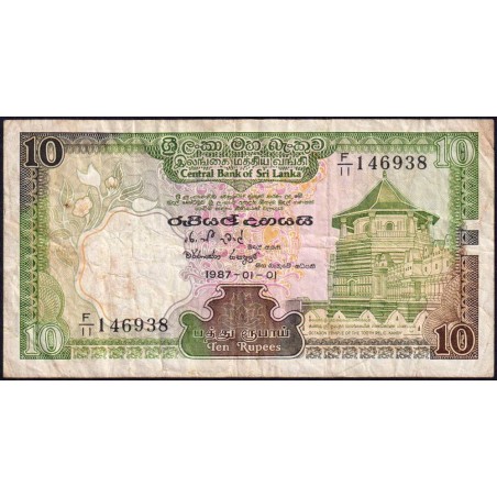 Sri-Lanka - Pick 96a - 10 rupees - Série F/11 - 01/01/1987 - Etat : B+