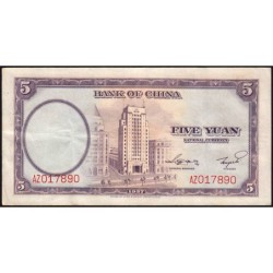 Chine - Bank of China - Pick 80_2 - 5 yüan - Série AZ - 1937 - Etat : TTB