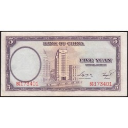 Chine - Bank of China - Pick 80_2 - 5 yüan - Série BG - 1937 - Etat : SUP+