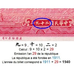 Chine - Bank of China - Pick 85b_2 - 10 yüan - Série W A - 1940 - Etat : SUP+