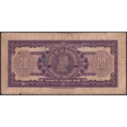 Colombie - Pick 392a - 20 pesos oro - Série U - 20/07/1943 - Etat : B