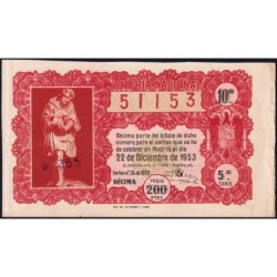 Espagne - Loterie - 1953 - 200 pesetas - Tirage 36 - Etat : TTB+