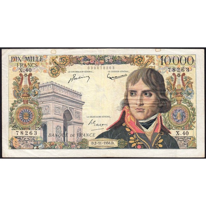 F 51-05 - 02/11/1956 - 10000 francs - Bonaparte - Série X.40 - Etat : TB+