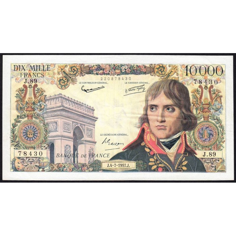 F 51-09 - 04/07/1957 - 10000 francs - Bonaparte - Série J.89 - Etat : TTB+