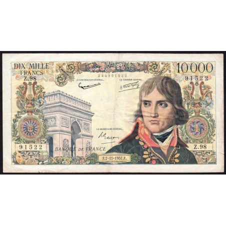 F 51-10 - 07/11/1957 - 10000 francs - Bonaparte - Série Z.98 - Etat : TB+