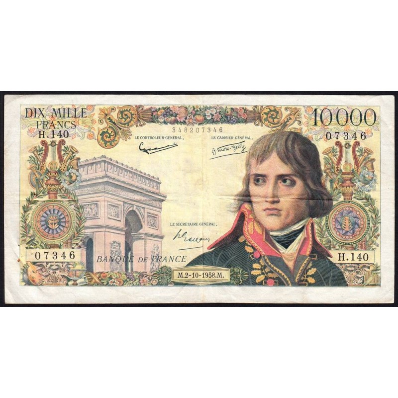 F 51-13 - 02/10/1958 - 10000 francs - Bonaparte - Série H.140 - Etat : TTB