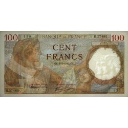 F 26-64 - 08/01/1942 - 100 francs - Sully - Série H.27485 - Etat : SUP