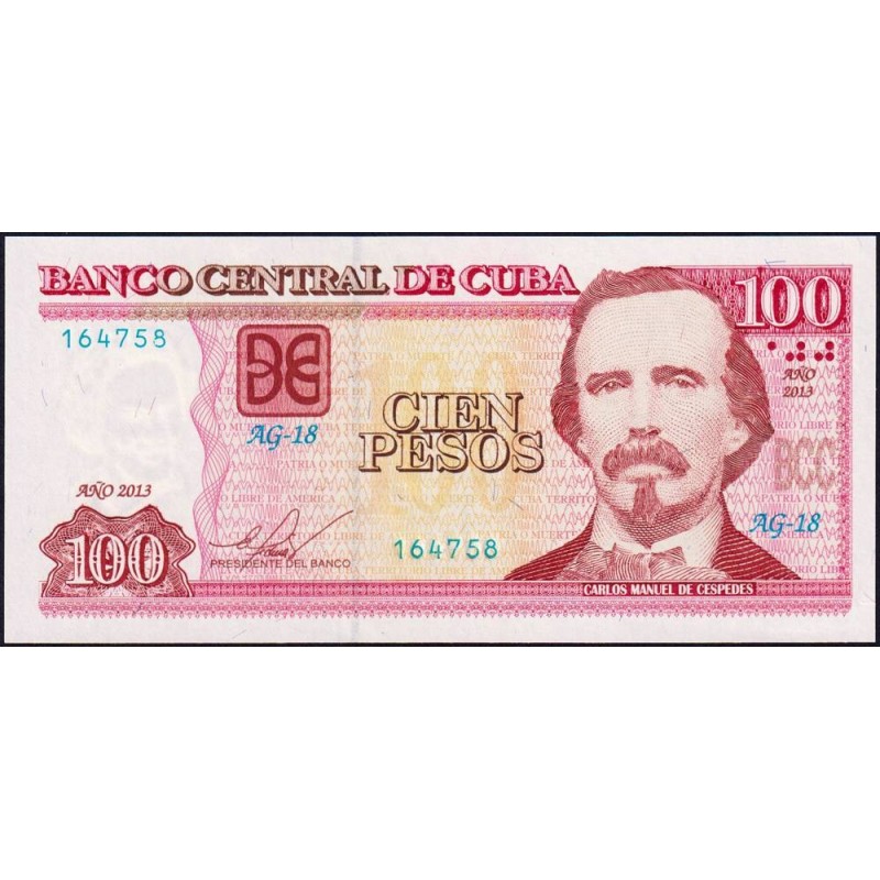 Cuba - Pick 129e - 100 pesos - Série AG-18 - 2013 - Etat : NEUF