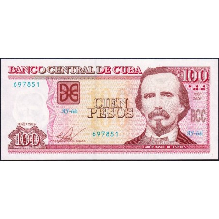 Cuba - Pick 129h - 100 pesos - Série AJ-66 - 2016 - Etat : NEUF