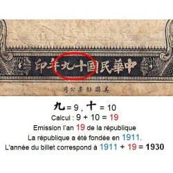 Chine - Cent. B. of China - Shanghai - Pick 326d_2 - 5 customs gold units - Série KF - 1930 - Etat : B-