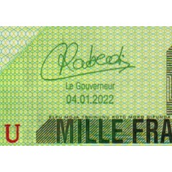 Rép. Démocr. du Congo - Pick 101d - 1'000 francs - Série QE U - 04/01/2022 - Etat : NEUF