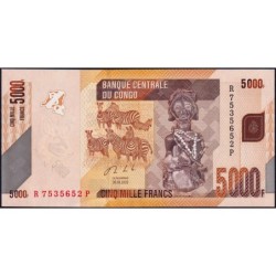 Rép. Démocr. du Congo - Pick 102c - 5'000 francs - Série R P - 30/06/2020 - Etat : NEUF