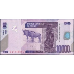 Rép. Démocr. du Congo - Pick 103c - 10'000 francs - Série S J - 30/06/2020 - Etat : NEUF