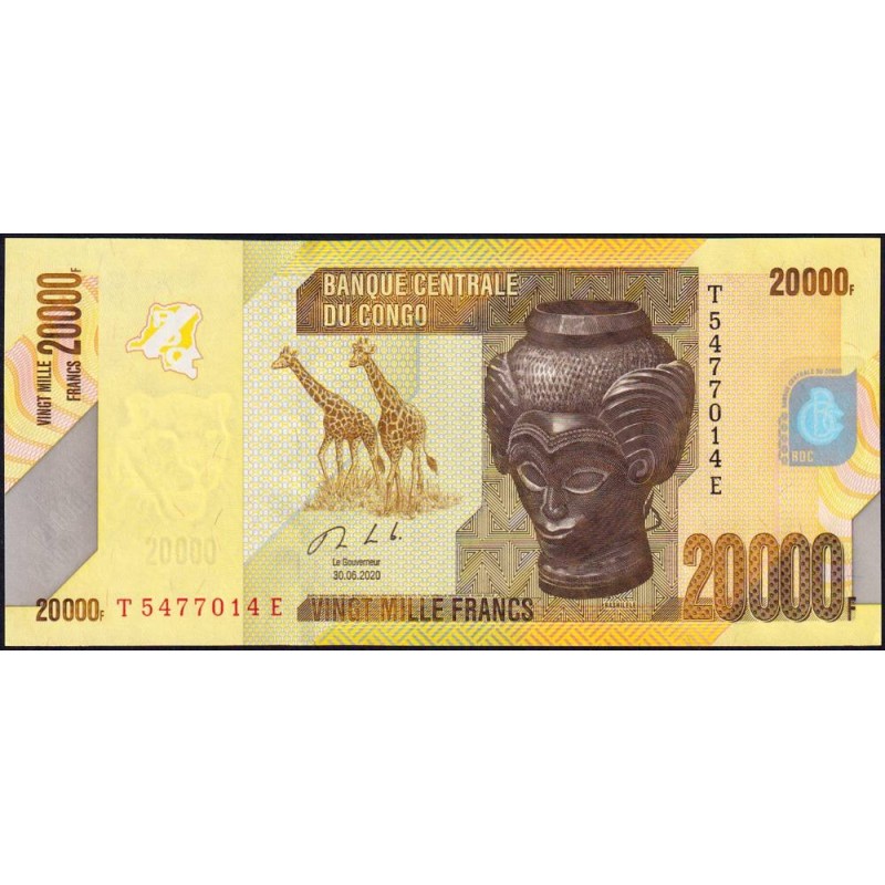 Rép. Démocr. du Congo - Pick 104c - 20'000 francs - Série T E - 30/06/2020 - Etat : NEUF