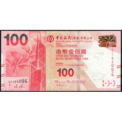 Hong Kong - Bank of China - Pick 343d - 100 dollars - Série GC - 01/01/2014 - Etat : NEUF