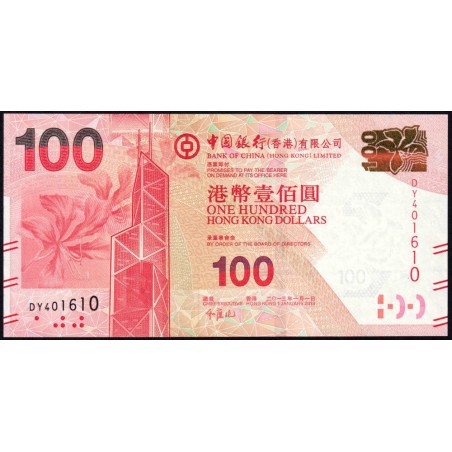 Hong Kong - Bank of China - Pick 343c - 100 dollars - Série DY - 01/01/2013 - Etat : NEUF