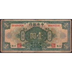 Chine - Central Bank of China - Pick 195c_2 - 1 dollar - Série SX - 1928 - Etat : B