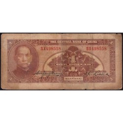 Chine - Central Bank of China - Pick 195c_2 - 1 dollar - Série SX - 1928 - Etat : B