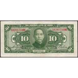 Chine - Central Bank of China - Shanghai - Pick 197e - 10 dollars - Série SX BE - 1928 - Etat : SUP