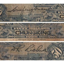 Chine - Central Bank of China - Chungking - Pick 198b_2 - 50 dollars - Série SL A - 1928 - Etat : B-