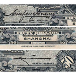 Chine - Central Bank of China - Shanghai - Pick 198c - 50 dollars - Série SL N - 1928 - Etat : TTB