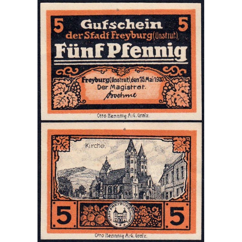 Allemagne - Notgeld - Freyburg am Unstrut - 5 pfennig - 15/05/1920 - Etat : NEUF