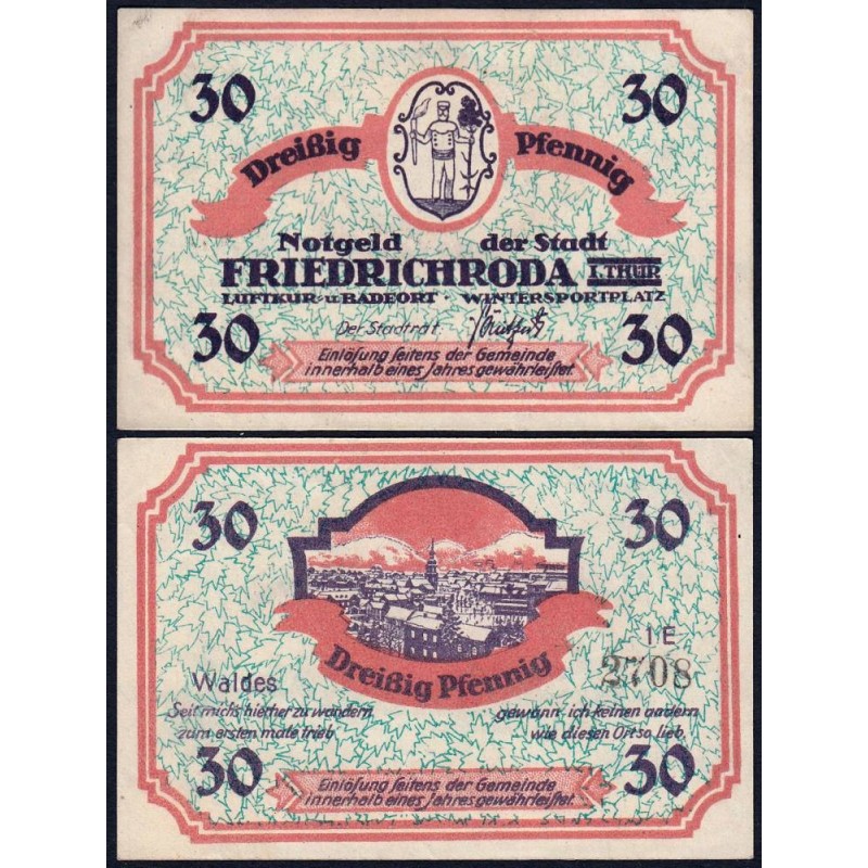 Allemagne - Notgeld - Friedrichroda - 30 pfennig - Type 1E - 1920 - Etat : SPL